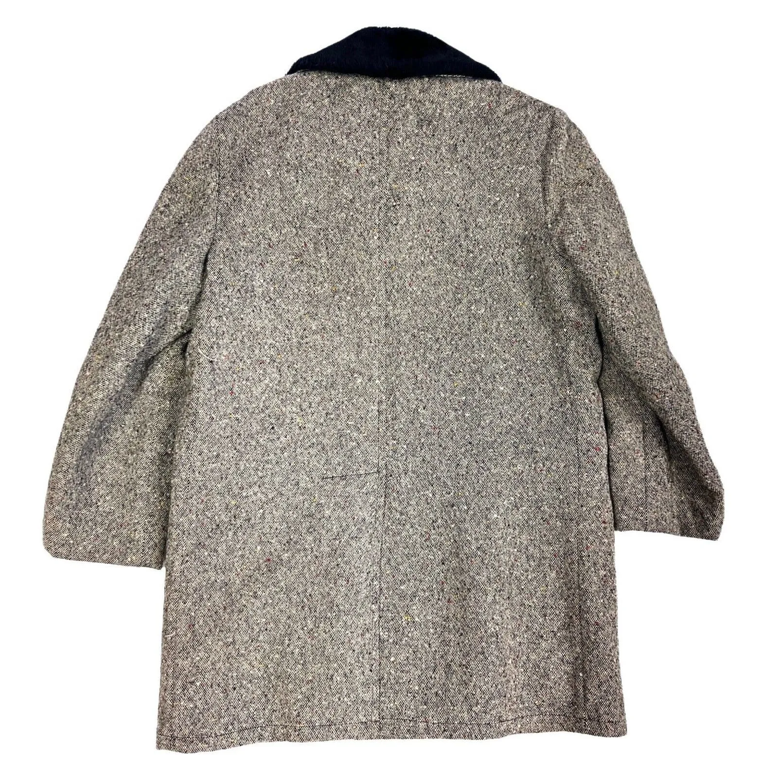 1970s WOOLRICH Sheep COAT jacket VTG Car Coat Gray S&P Tweed Fur Collar sz 40