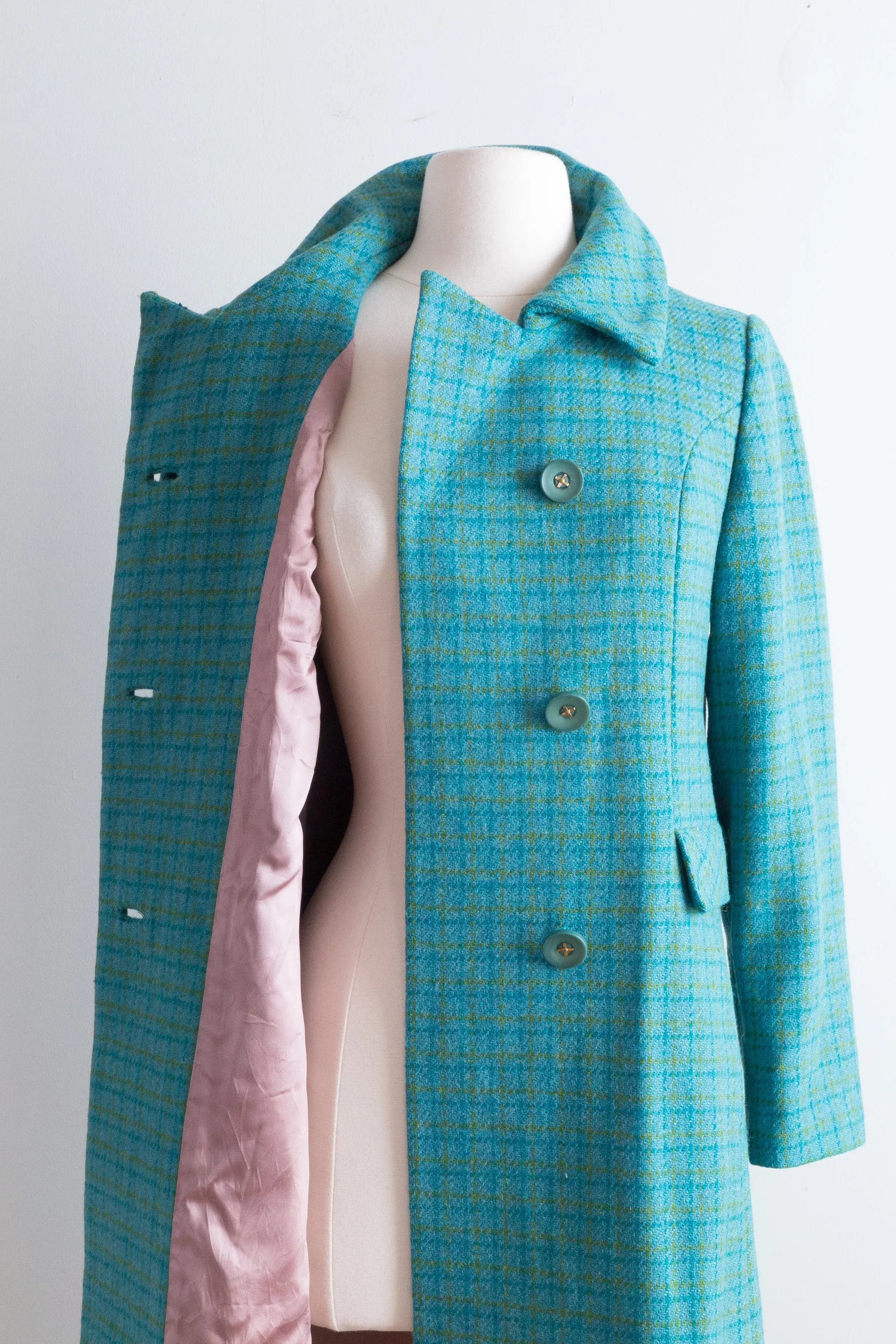 Adorable 1960's Spring Tweed Wool Pea Coat / Medium