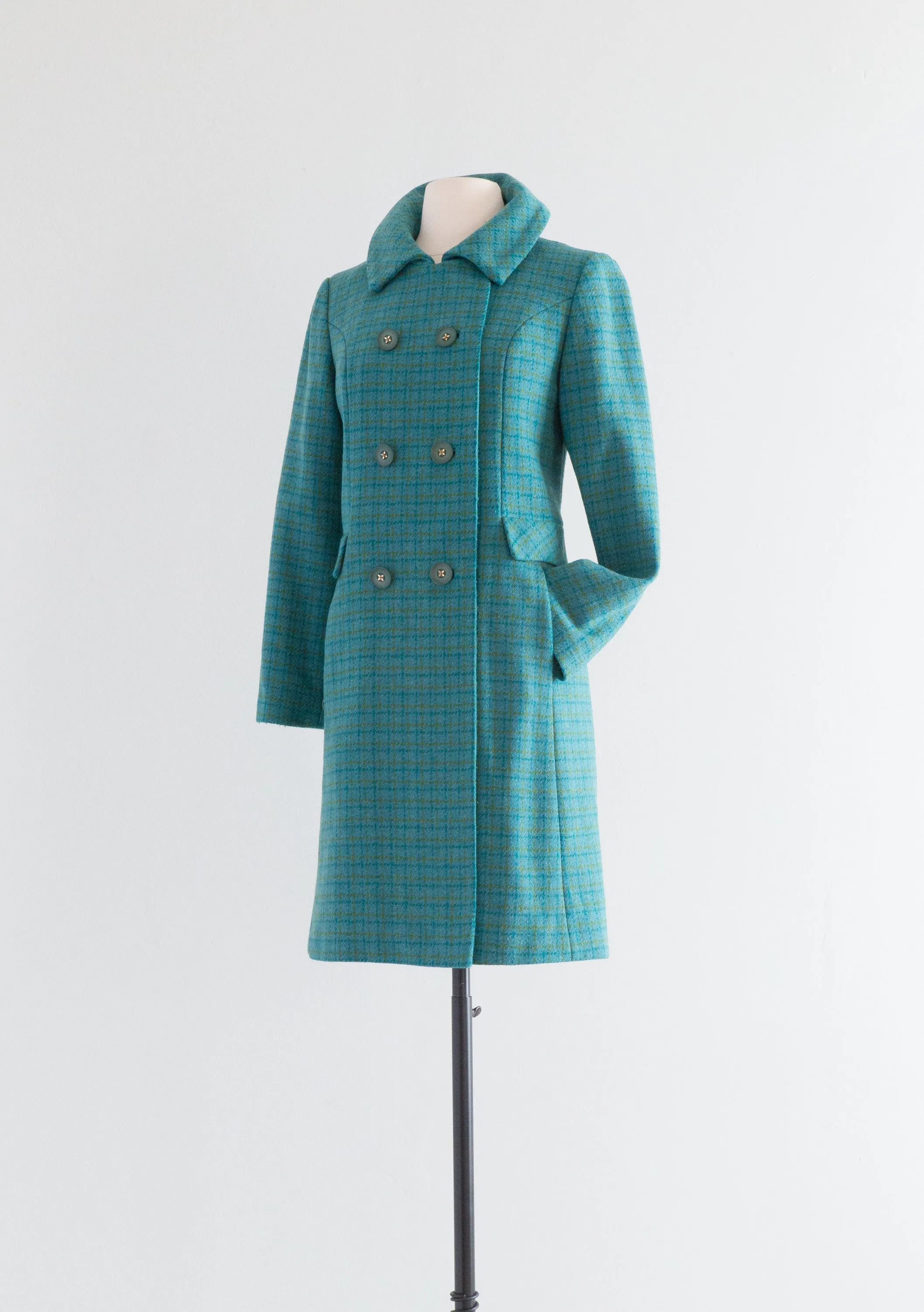 Adorable 1960's Spring Tweed Wool Pea Coat / Medium