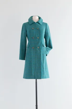 Adorable 1960's Spring Tweed Wool Pea Coat / Medium