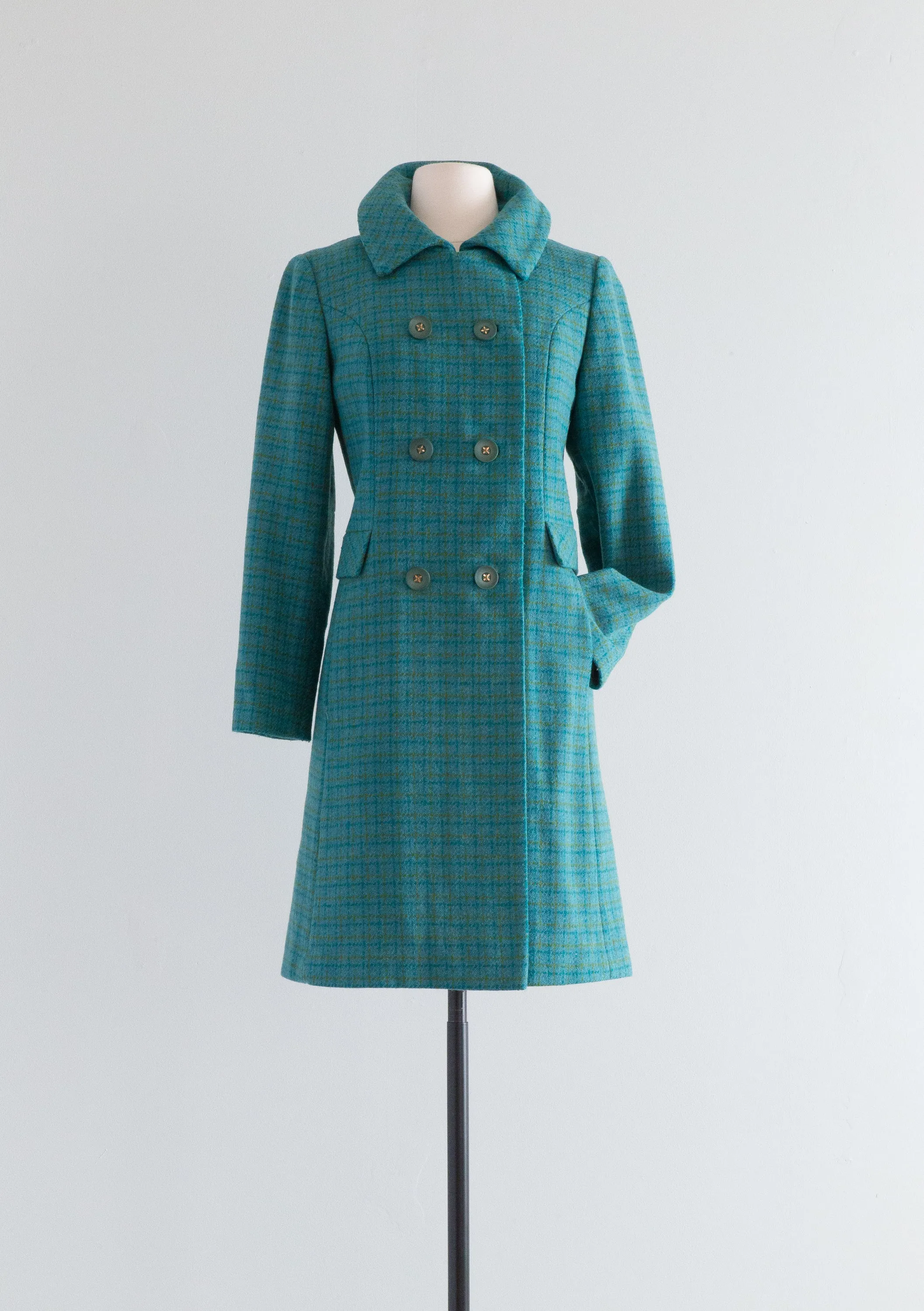 Adorable 1960's Spring Tweed Wool Pea Coat / Medium
