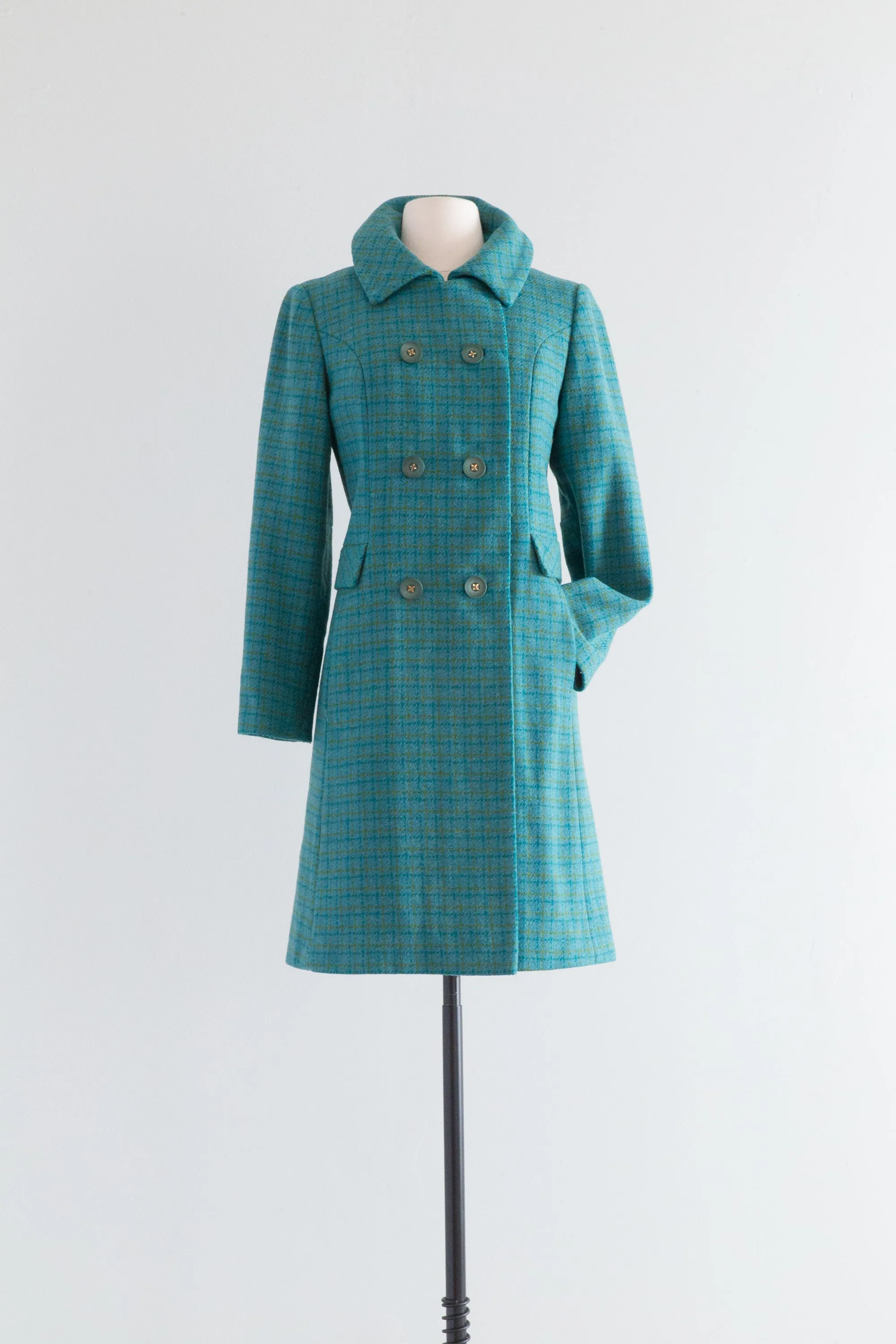 Adorable 1960's Spring Tweed Wool Pea Coat / Medium