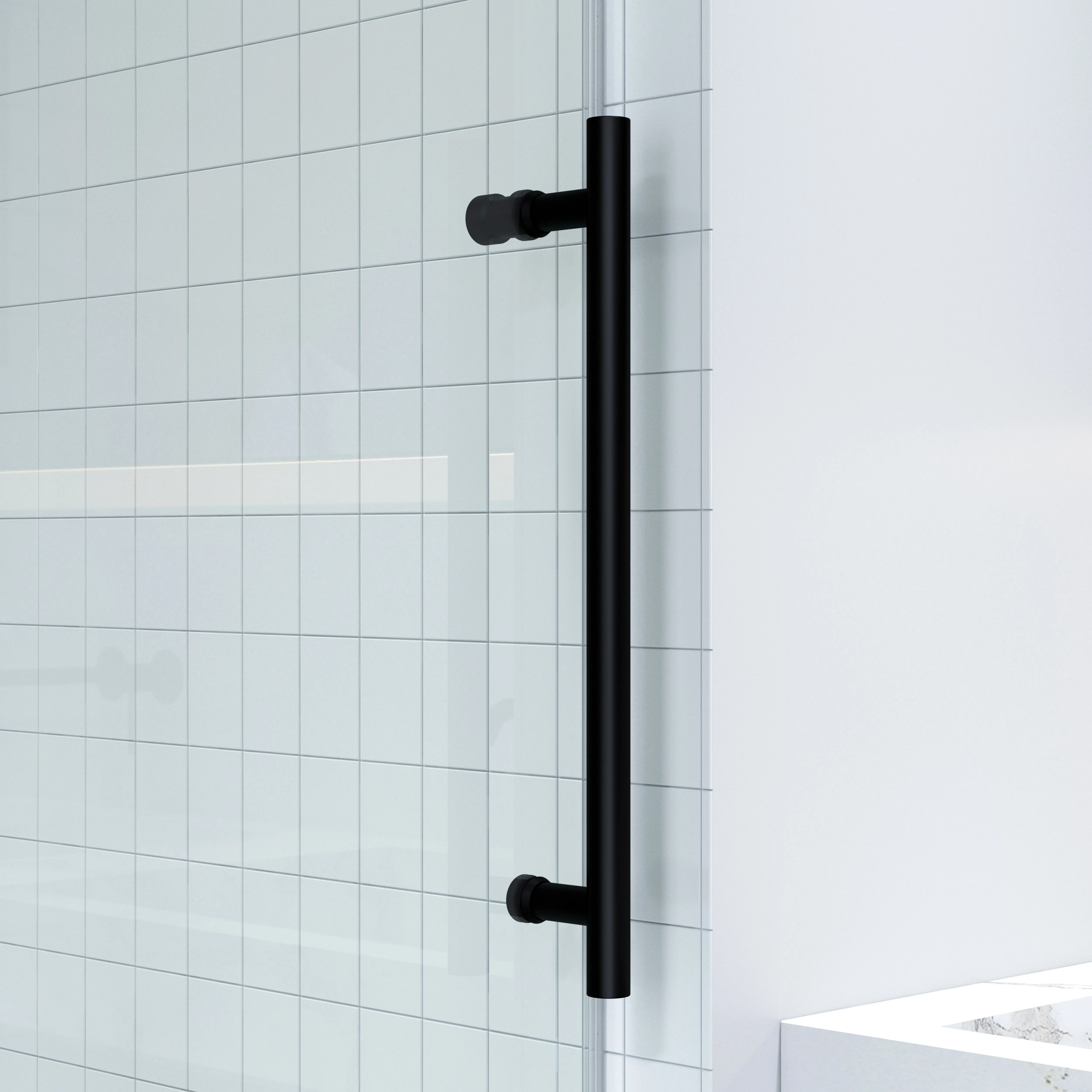 Apollo 60 in. W x 79 in. H Frameless Double Roller Shower Door in Black