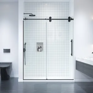Apollo 60 in. W x 79 in. H Frameless Double Roller Shower Door in Black
