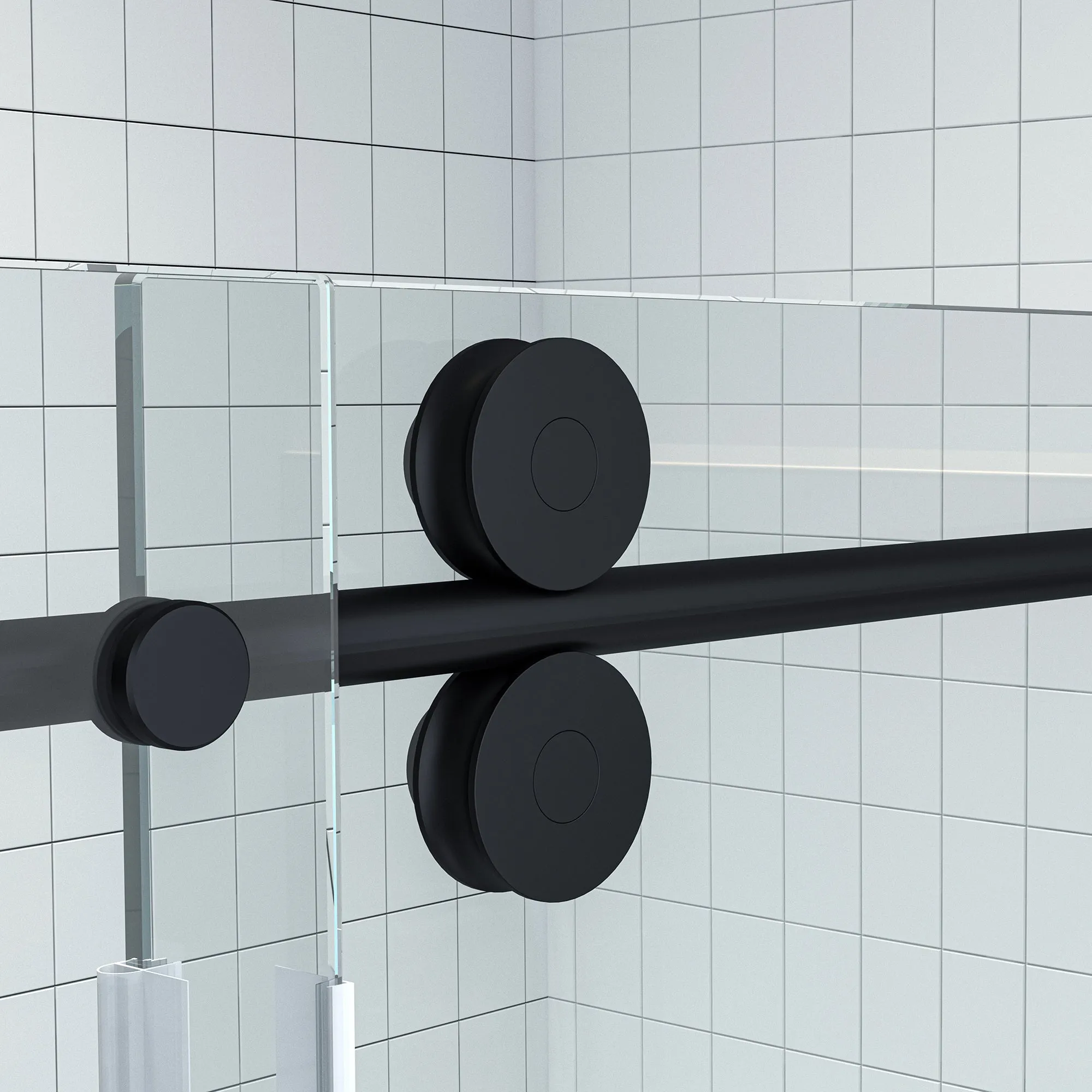 Apollo 60 in. W x 79 in. H Frameless Double Roller Shower Door in Black