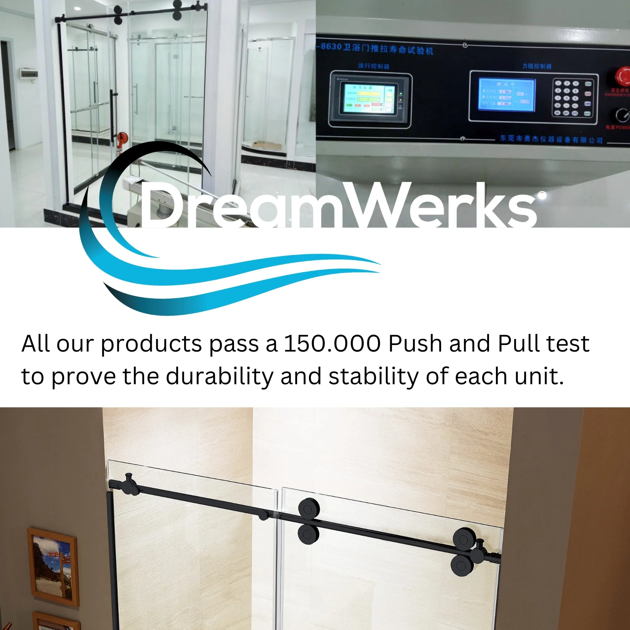Apollo 60 in. W x 79 in. H Frameless Double Roller Shower Door in Black
