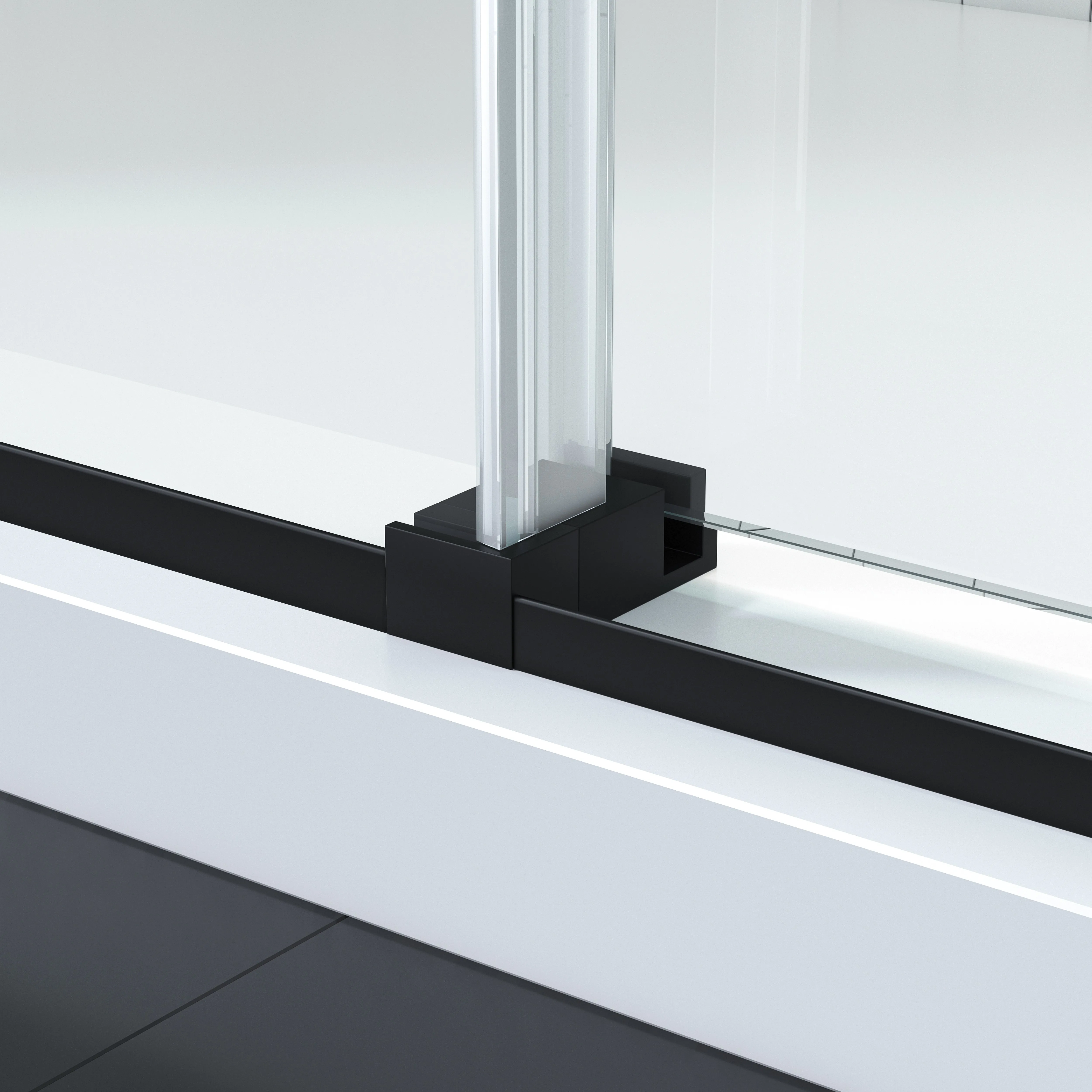 Apollo 60 in. W x 79 in. H Frameless Double Roller Shower Door in Black