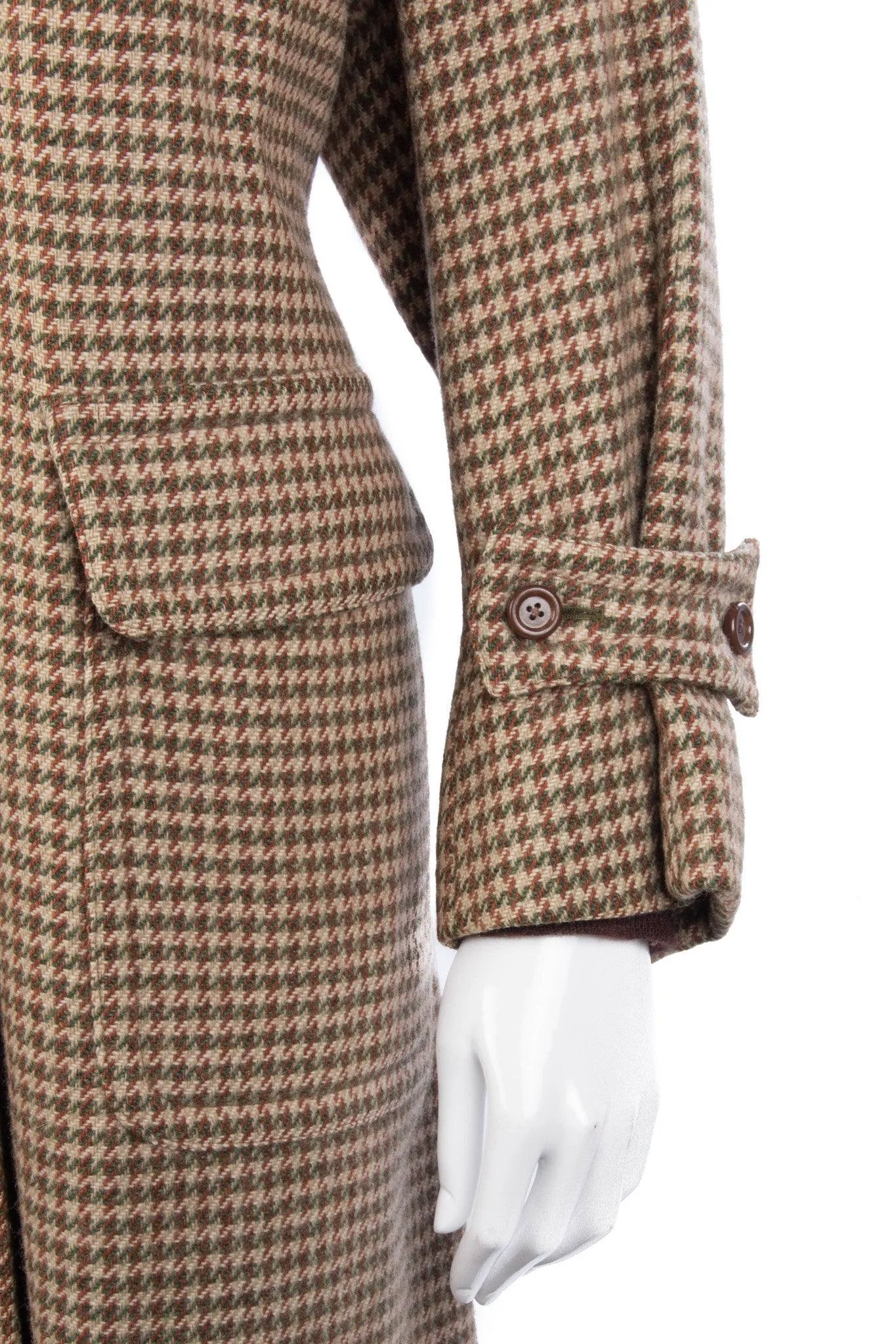 Aquascutum Vintage Full Length Coat Brown and Cream Check. Size M