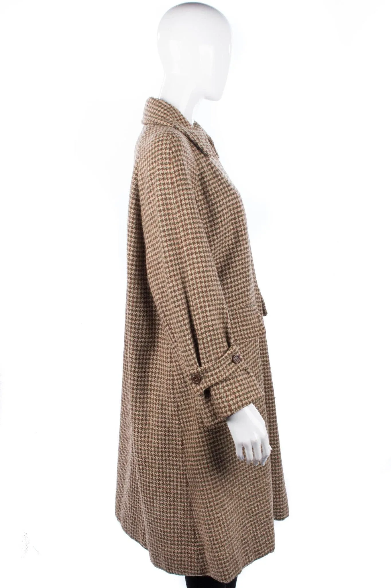 Aquascutum Vintage Full Length Coat Brown and Cream Check. Size M