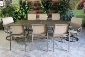 ASTON 9 PIECE DINING SET - 48" X 96" Dining Table, 6 Chairs and 2 Swivel Chairs