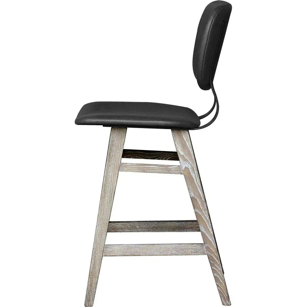 Black PU Leather Armless Counter Height Stool With Wood Frame