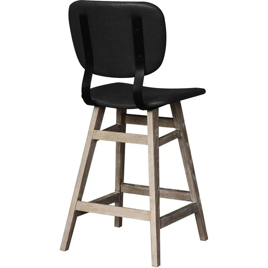 Black PU Leather Armless Counter Height Stool With Wood Frame