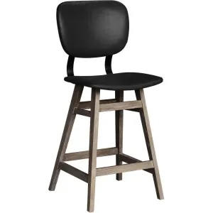 Black PU Leather Armless Counter Height Stool With Wood Frame