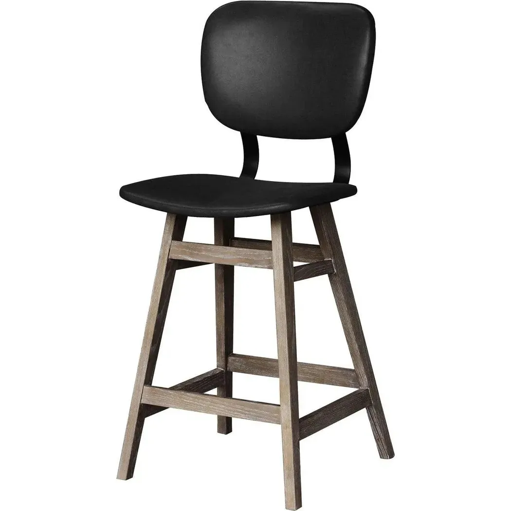 Black PU Leather Armless Counter Height Stool With Wood Frame