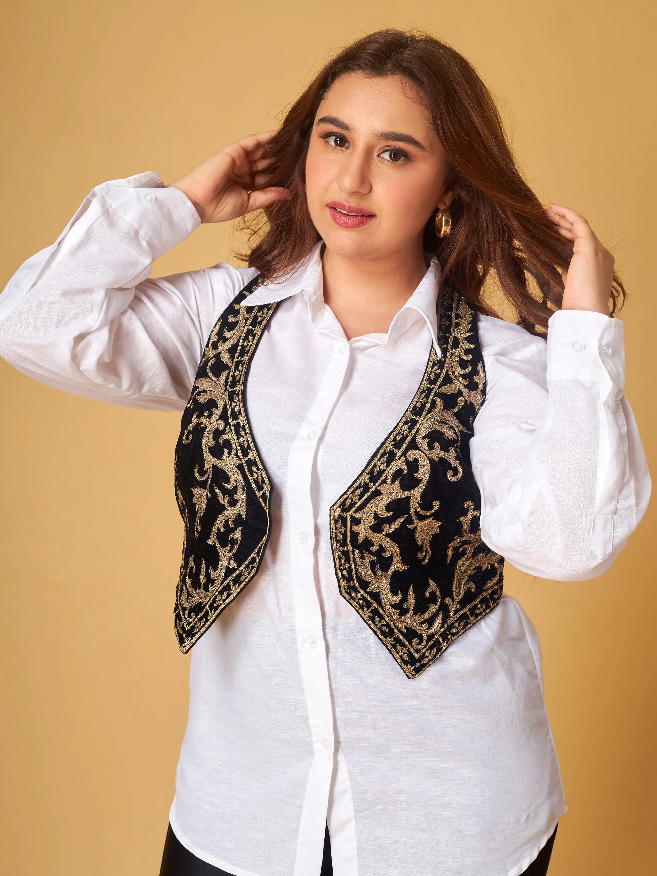 Black velvet waist coat