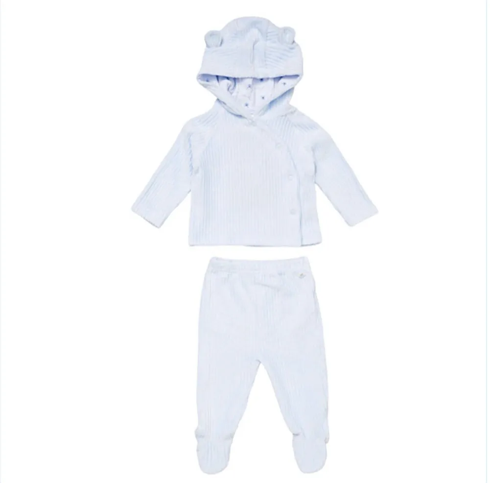 Boys Blue Ribbed Jacket Set