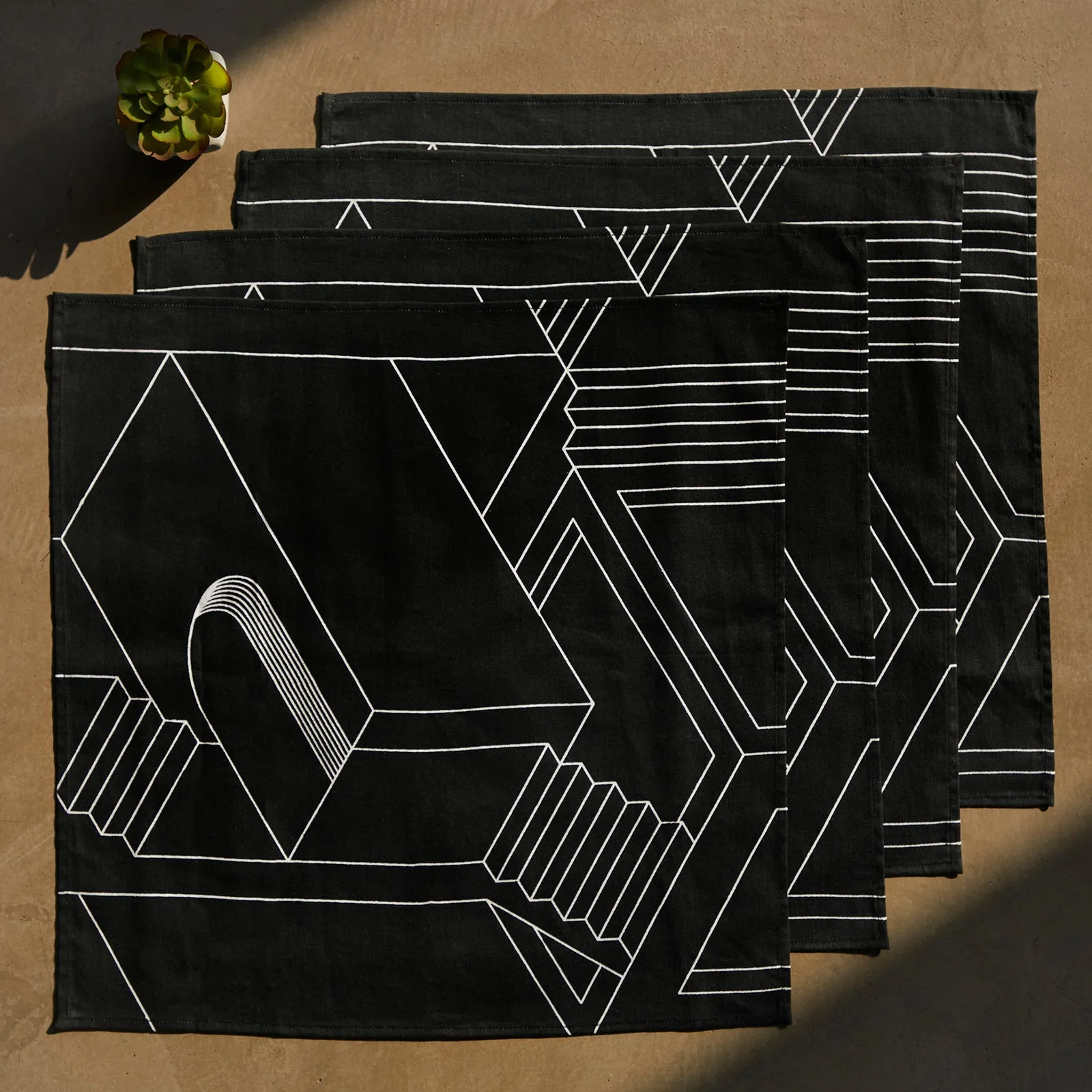 City Blocks Napkins - Black