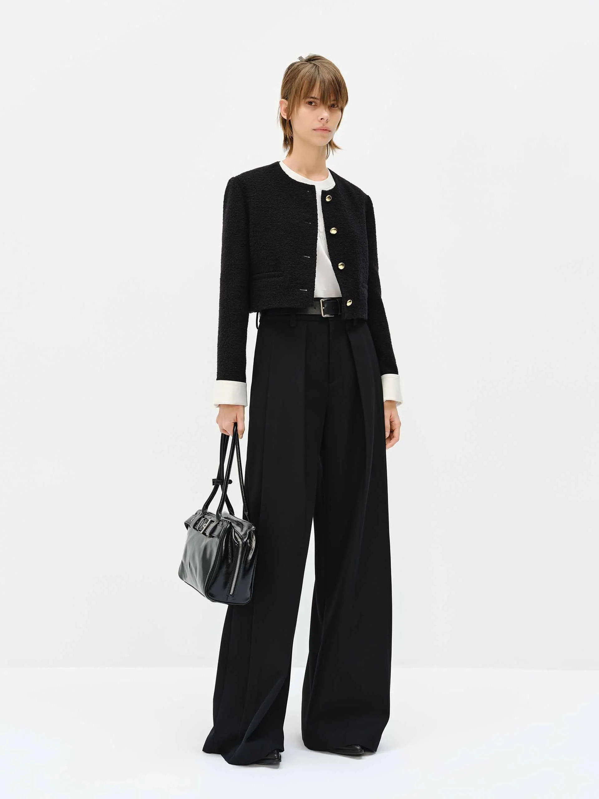 Cropped Tweed Coat
