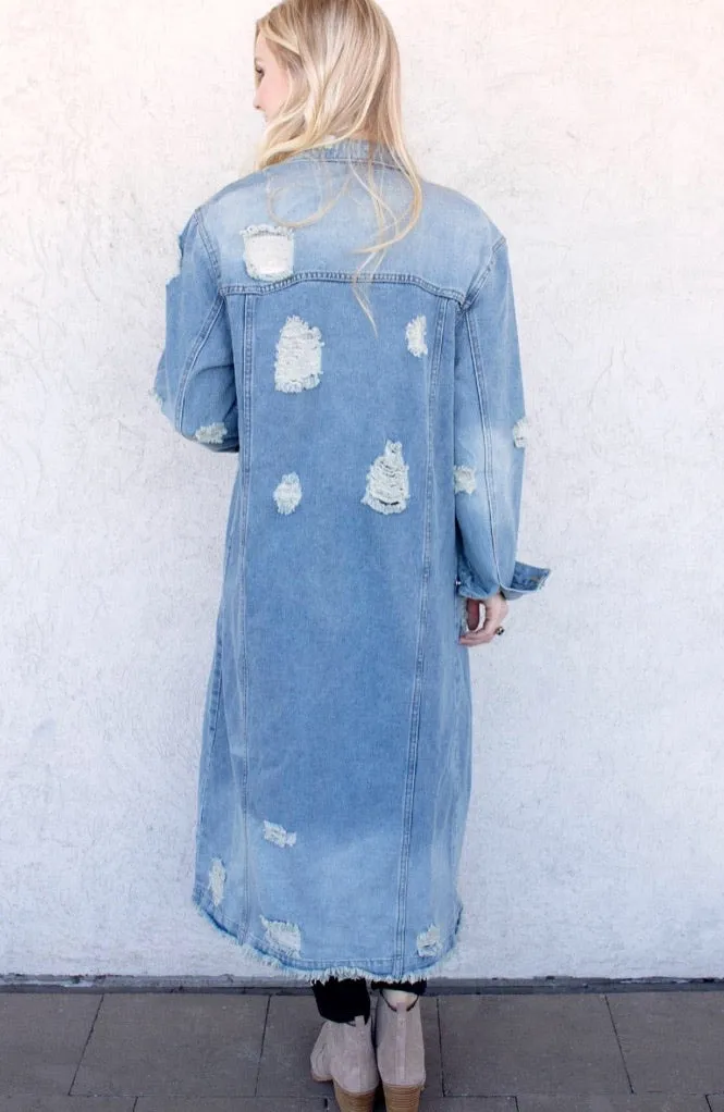 Distressed Jean Duster/Coat