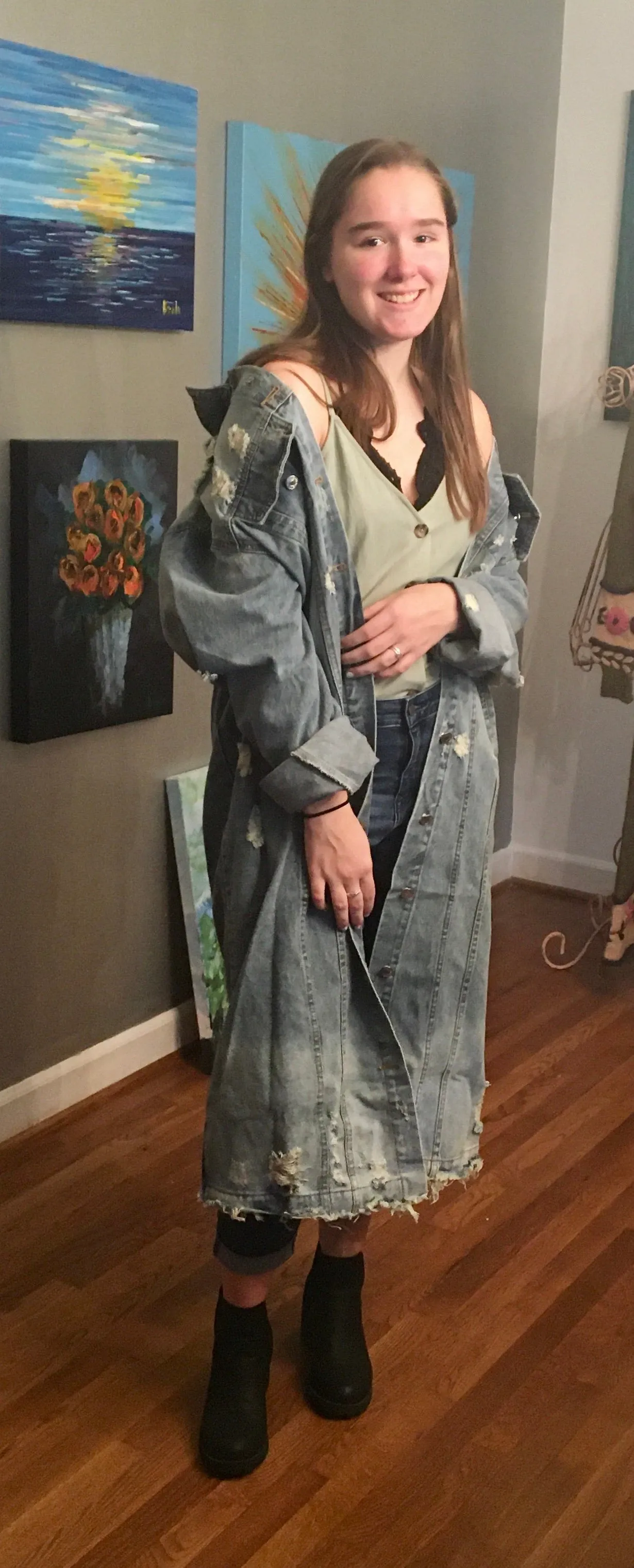 Distressed Jean Duster/Coat