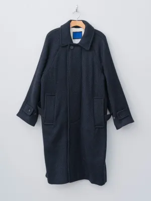 Donegal Tweed Oversized Balmacaan Coat - Navy (restocked)