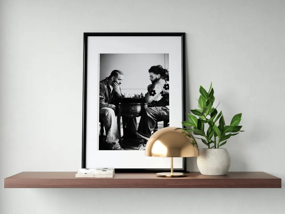 Drake and J Cole Playing Chess Black And White Wall Art PRINTABLE ART, Hypebeast Poster, Urban Decor, Hip Hop Wall Art, Rapper Poster