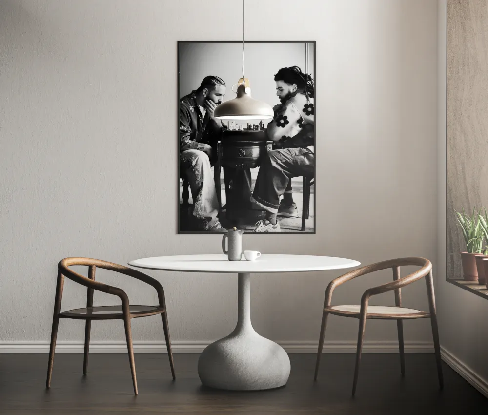 Drake and J Cole Playing Chess Black And White Wall Art PRINTABLE ART, Hypebeast Poster, Urban Decor, Hip Hop Wall Art, Rapper Poster