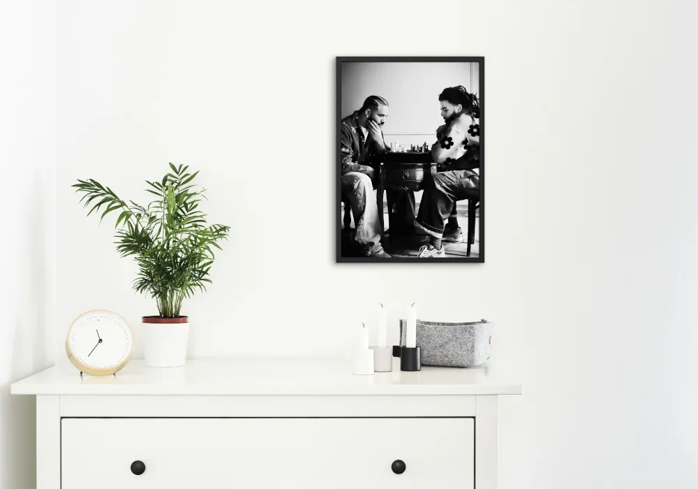 Drake and J Cole Playing Chess Black And White Wall Art PRINTABLE ART, Hypebeast Poster, Urban Decor, Hip Hop Wall Art, Rapper Poster