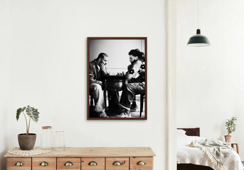 Drake and J Cole Playing Chess Black And White Wall Art PRINTABLE ART, Hypebeast Poster, Urban Decor, Hip Hop Wall Art, Rapper Poster