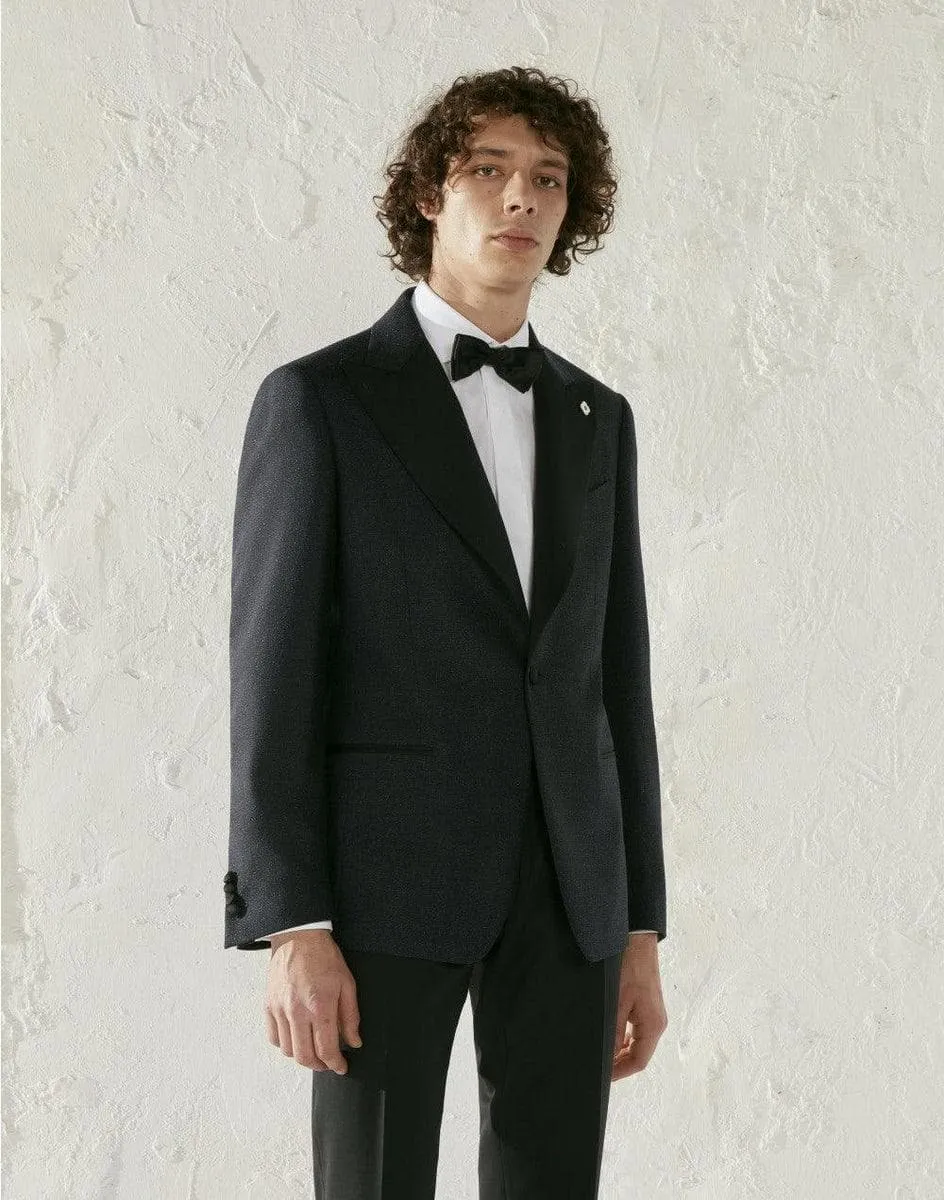 Giacca smoking blu con dettaglio in lurex - kosmo