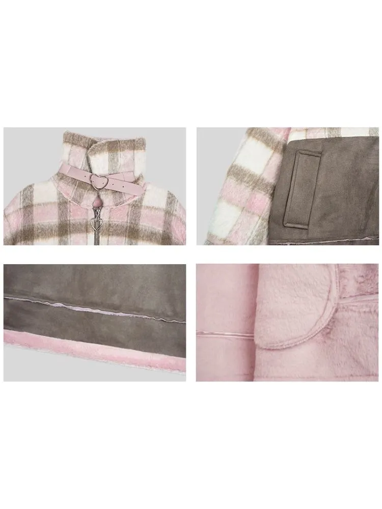 High Collar Fur Loose Tweed Jacket Coat【s0000005032】