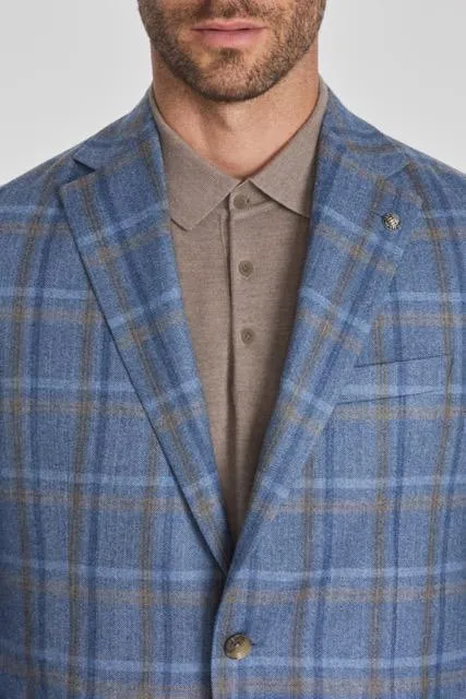 Jack Victor Midland Blue Plaid Wool Blazer