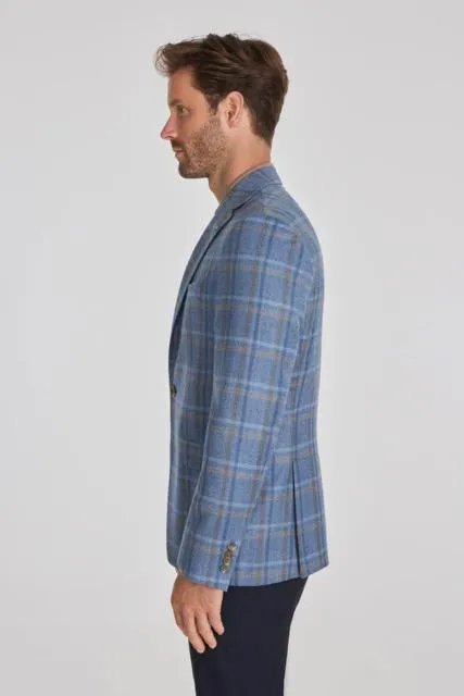 Jack Victor Midland Blue Plaid Wool Blazer