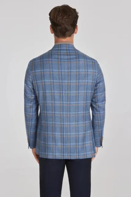 Jack Victor Midland Blue Plaid Wool Blazer