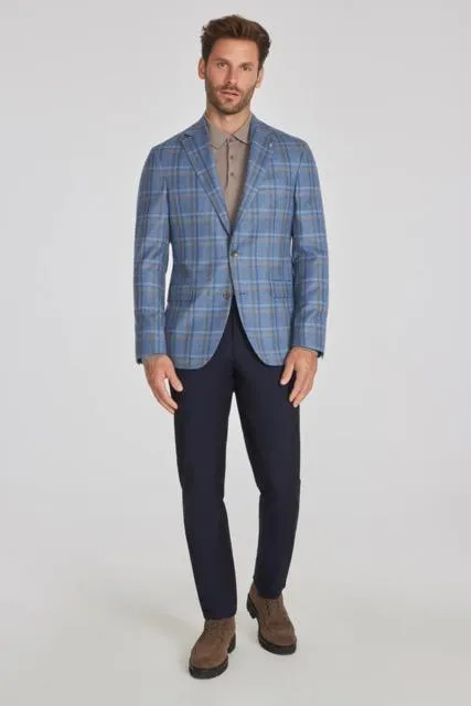 Jack Victor Midland Blue Plaid Wool Blazer