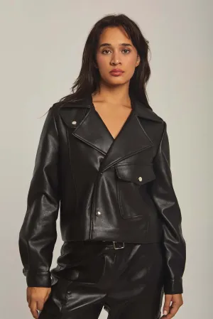 Jacket Leather Biker Black