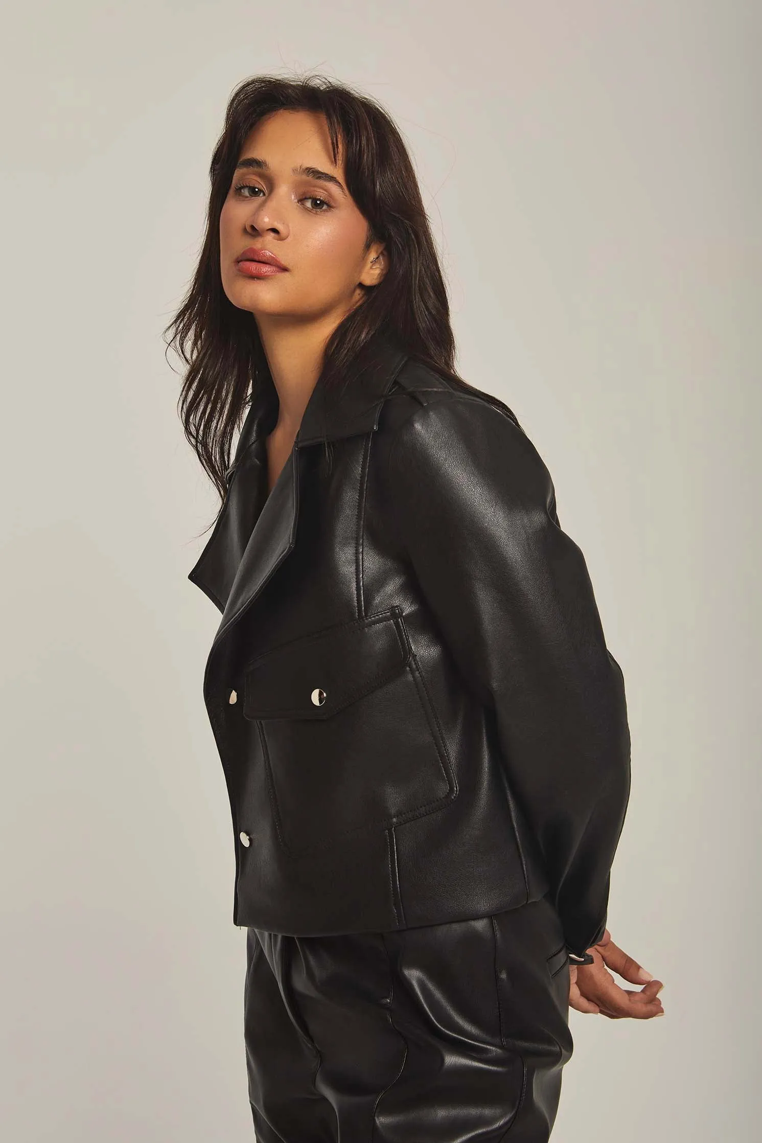 Jacket Leather Biker Black