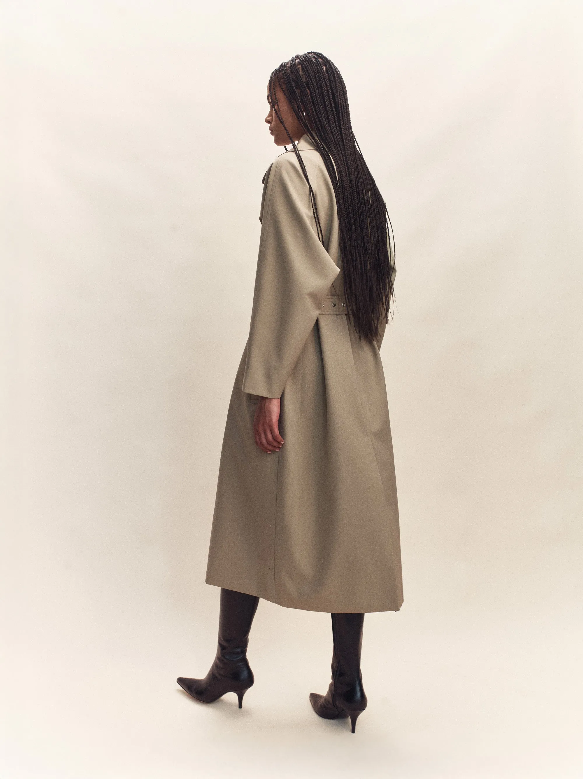Janne Wool Silk Waterproof Trench Coat