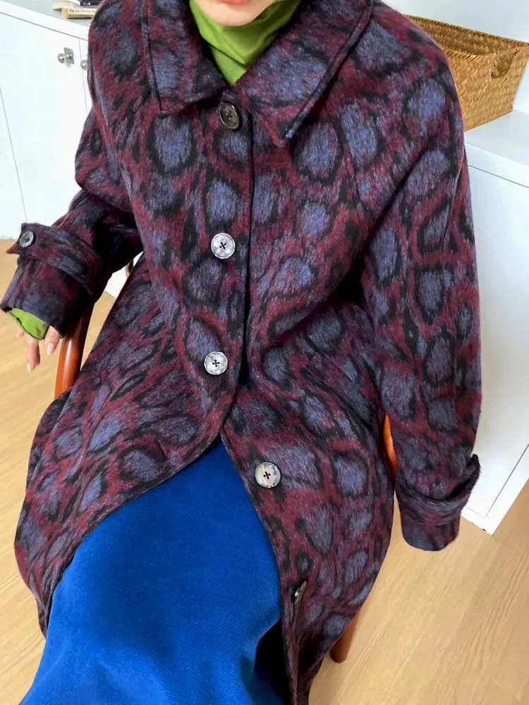 Leopard print tweed coat【s0000010095】