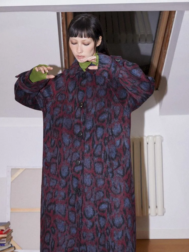Leopard print tweed coat【s0000010095】