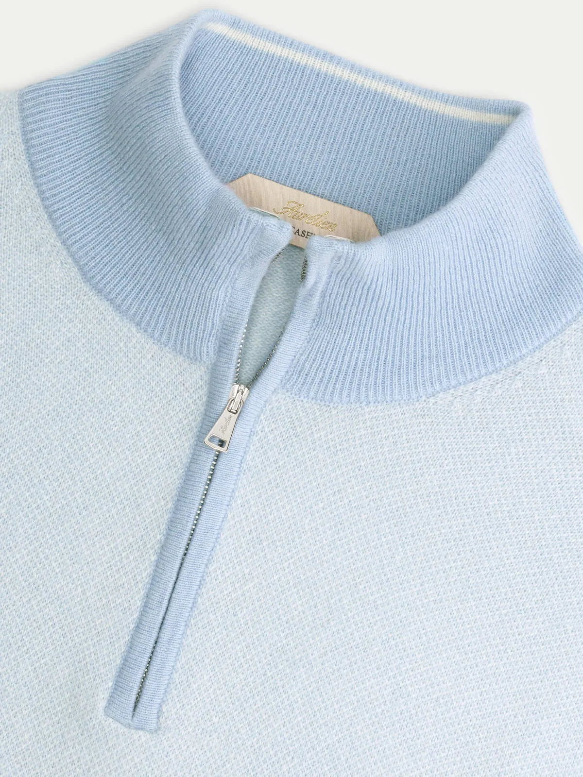 Light Blue Jacquard Zipper Sweater