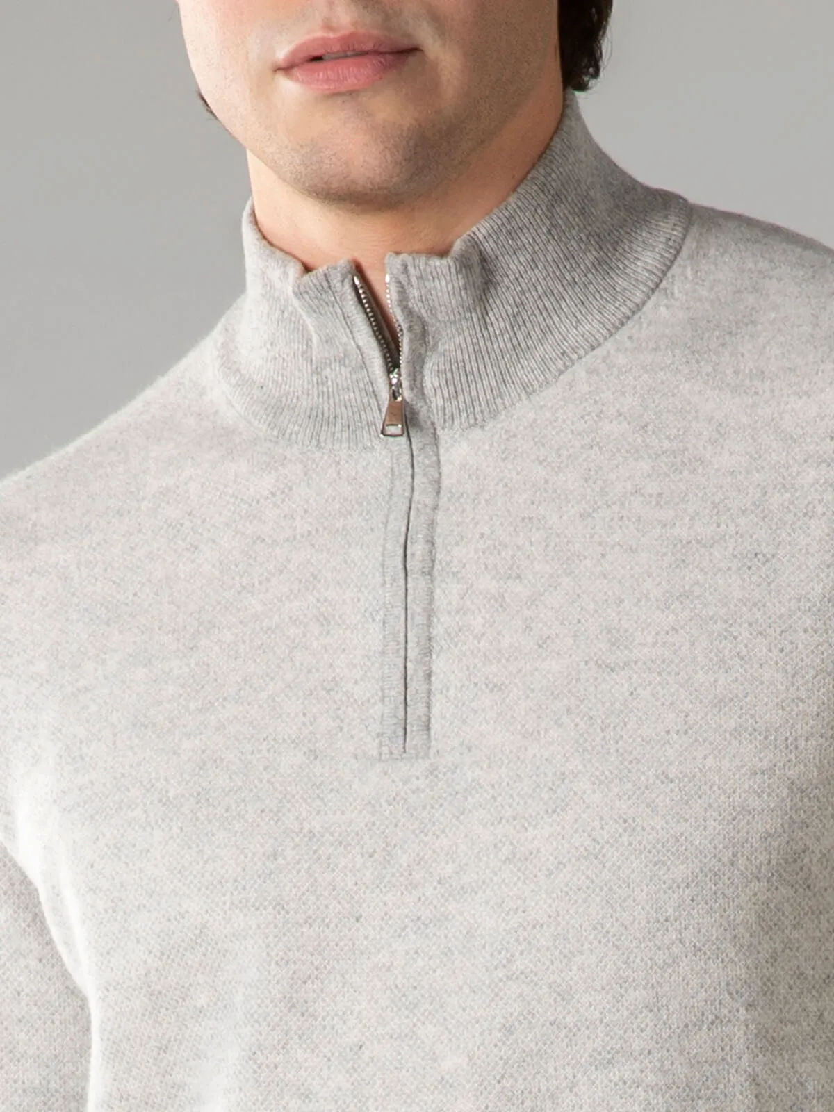 Light Grey Jacquard Zipper Sweater