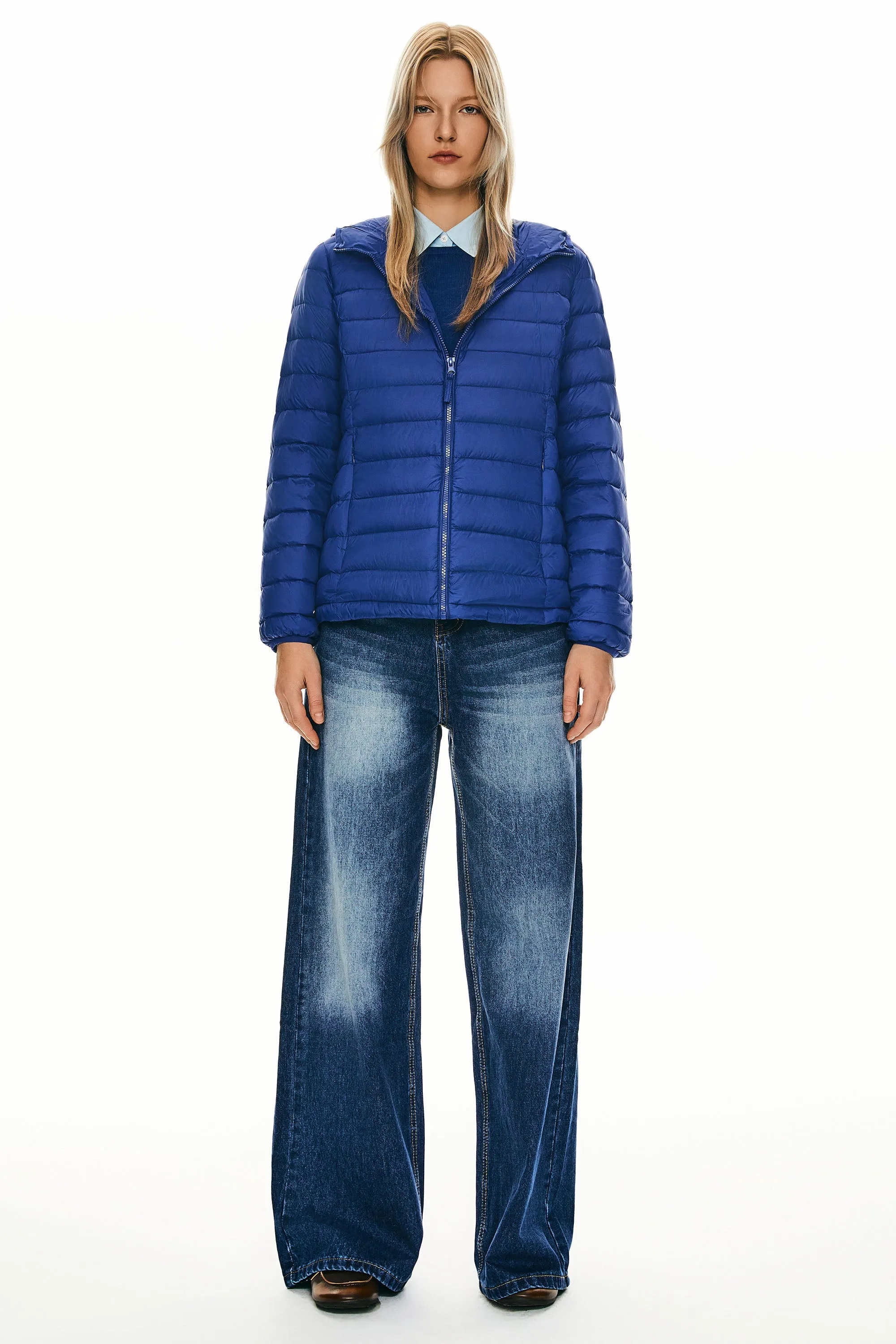Lightweight Packable Down Jacket with Stand Collar