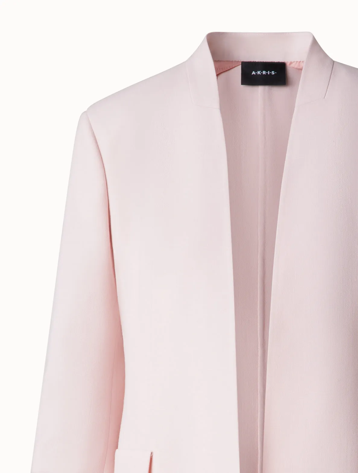 Long Cardigan Style Blazer in Wool Double-Face