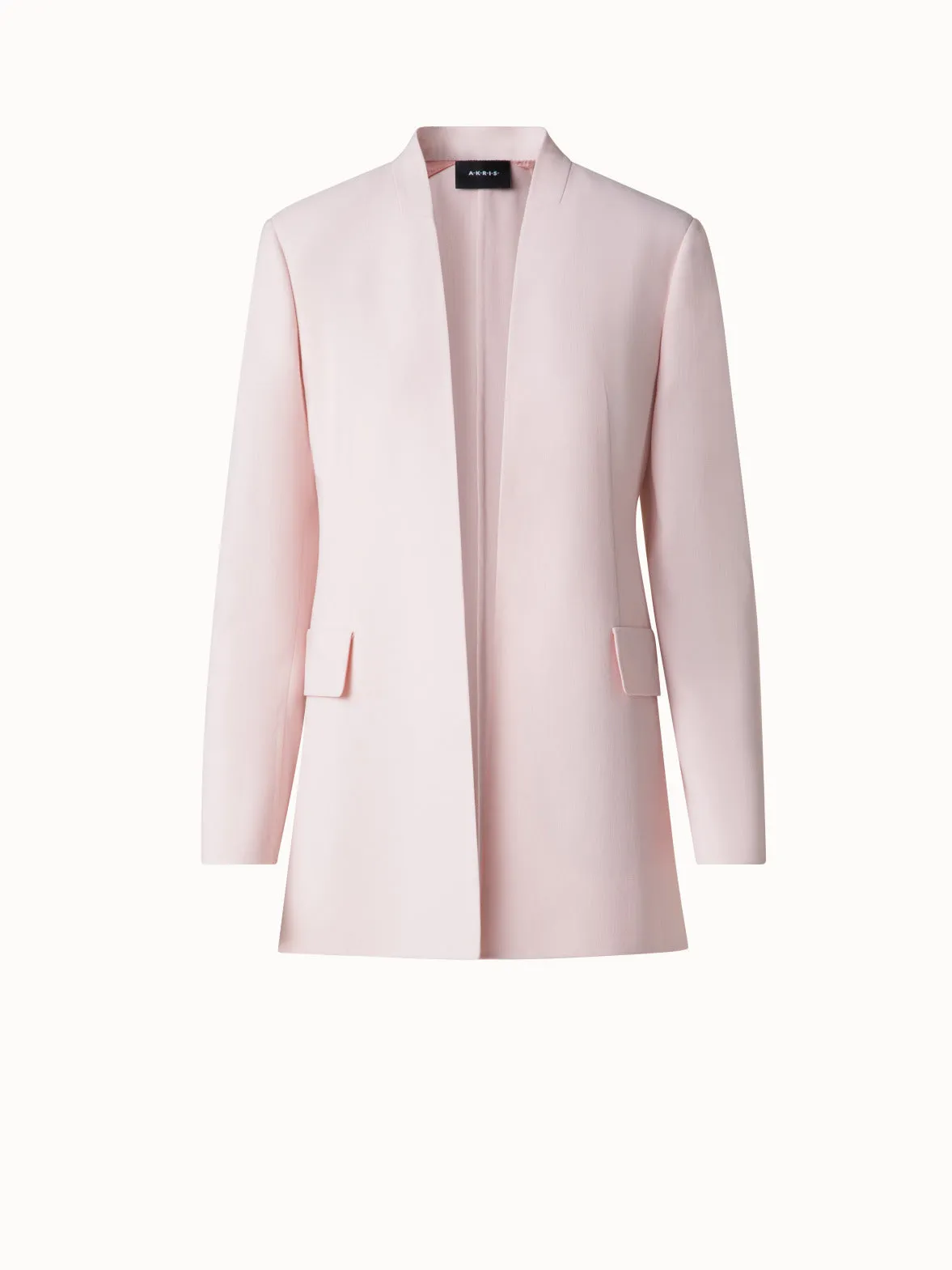 Long Cardigan Style Blazer in Wool Double-Face
