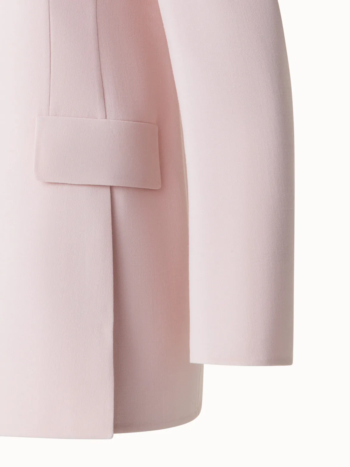 Long Cardigan Style Blazer in Wool Double-Face