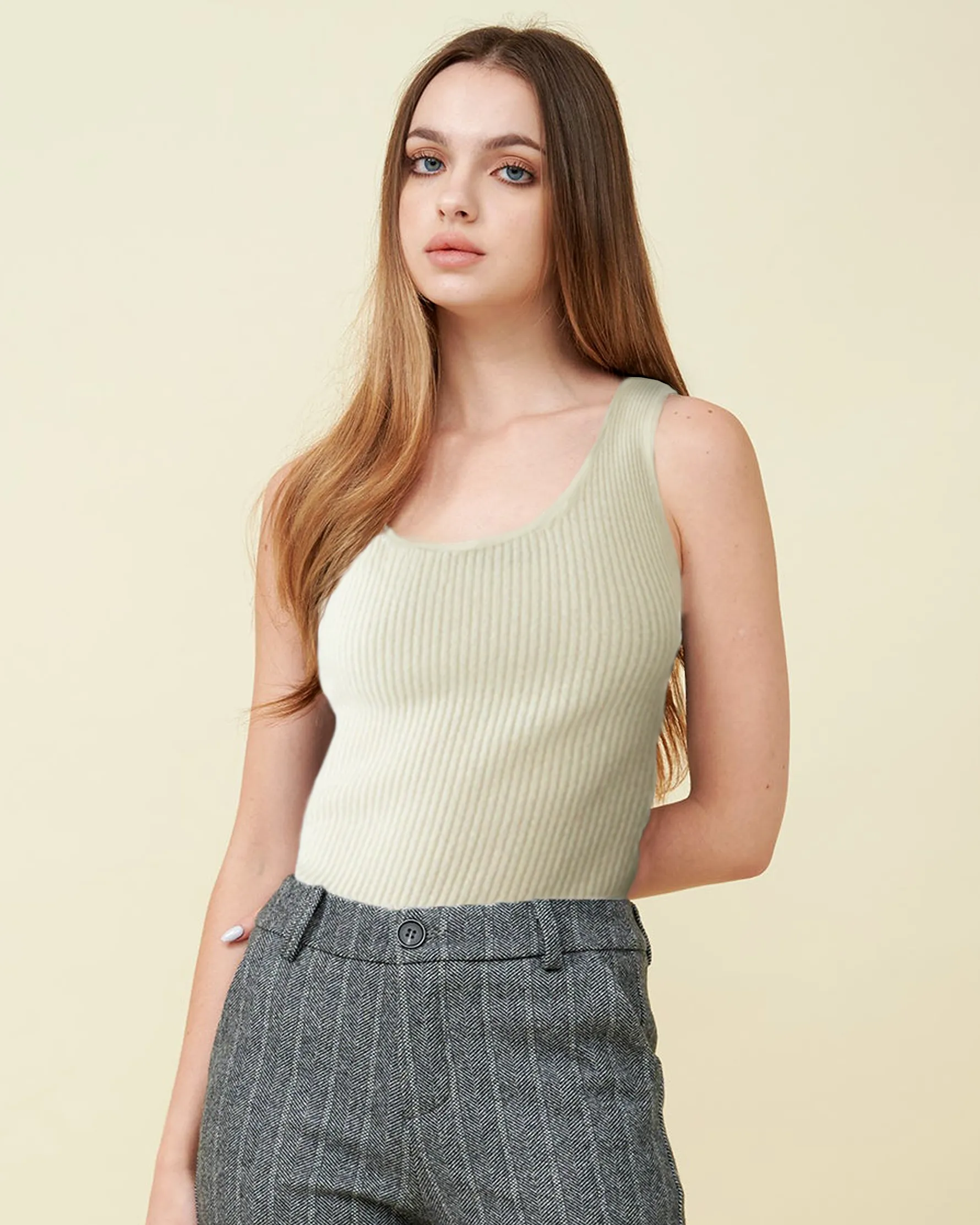 Lucienne Ribbed Cashmere Tank Top