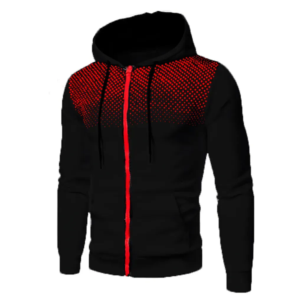 Men's Autumn Hooded Jacket Long Sleeved Zip Up Sweatshirt Coat*