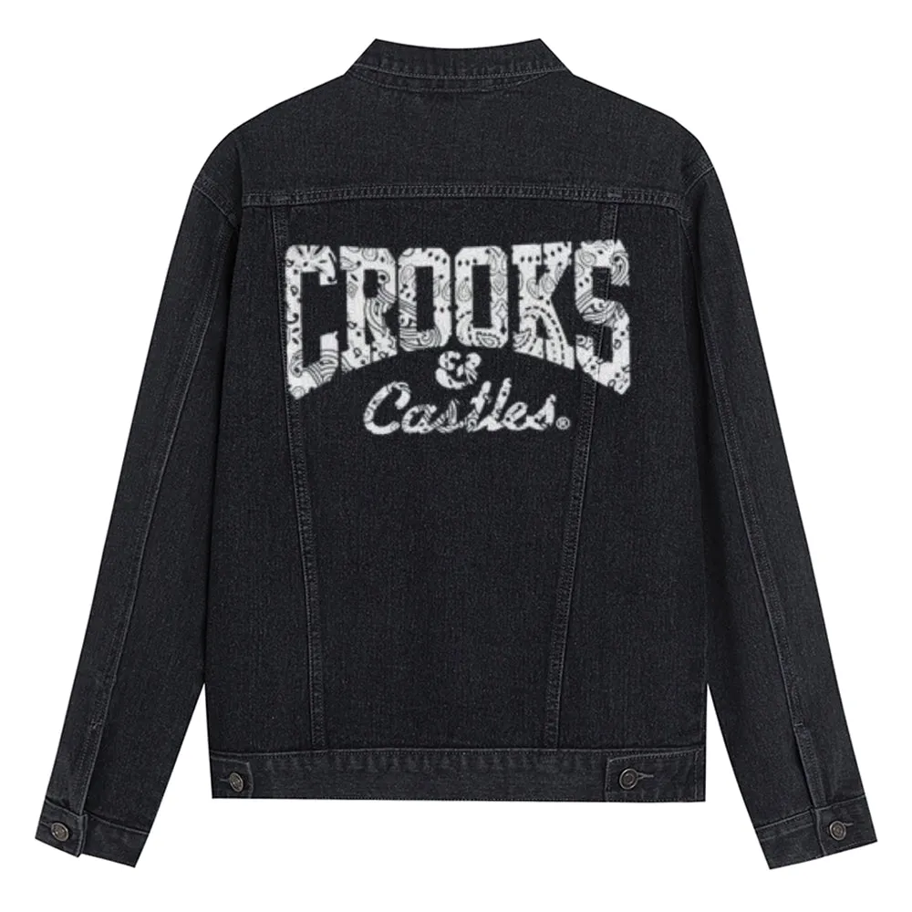 Mens Crooks Letter Graphic Button Up Denim Jacket
