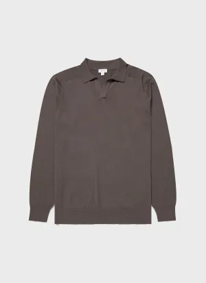 Men's Sea Island Cashmere Polo Shirt in Cedar